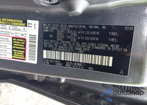 2021 Toyota Highlander L z USA, uszkodzony, nr VIN 5TDCZRBH6MS528171